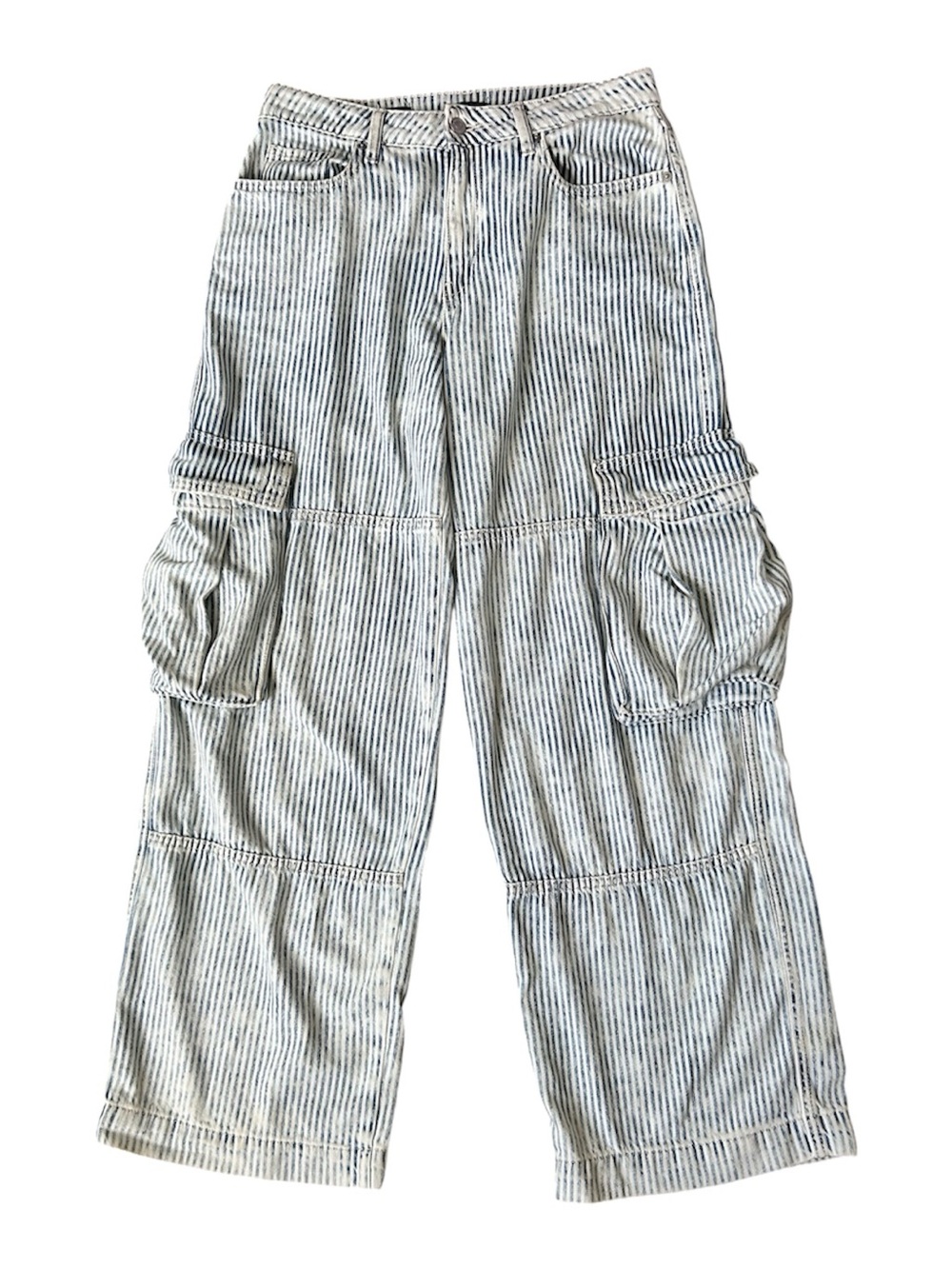 Wild Fable Mid-Rise Baggy Cargo Faded Striped Jeans size 8R